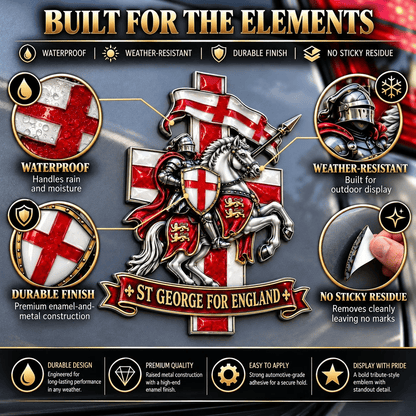 ⚔️🏇 St George for England 3D Metal Car Emblem – Carry the Legend, Show Your English Pride! 🛡️
