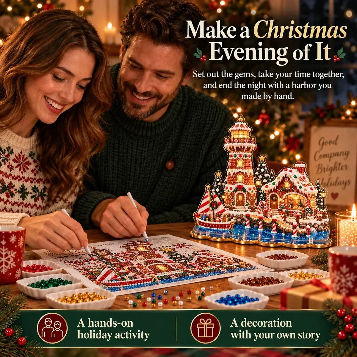 ✨ Christmas Lighthouse Pearl Diamond Painting Kit – DIY Holiday Decor