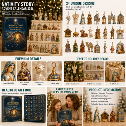 🎄 TODAY ONLY: 50% OFF! 🎁 2026 Nativity Story Advent Calendar – 24-Day Christmas Countdown Ornament Set ✨