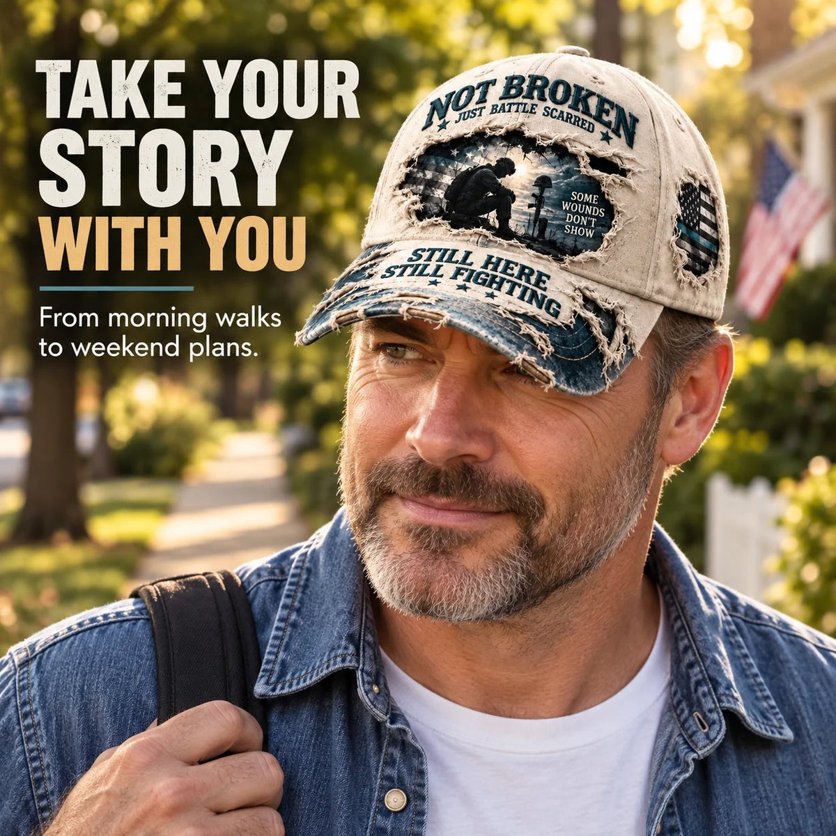🧢 Veteran PTSD Awareness Baseball Cap – 100% Cotton