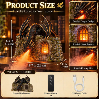 🐉 MistWyrm Dragon Diffuser – Glowing Dragon Mist for Fantasy Bookshelf Decor