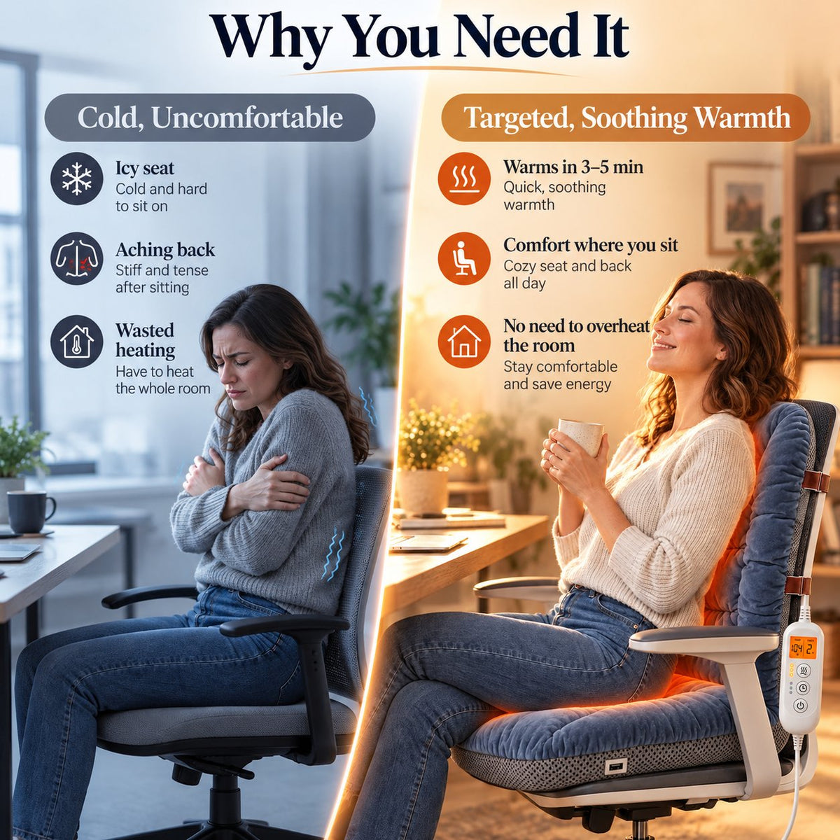 🛋️ Universal Fit Heating Cushion