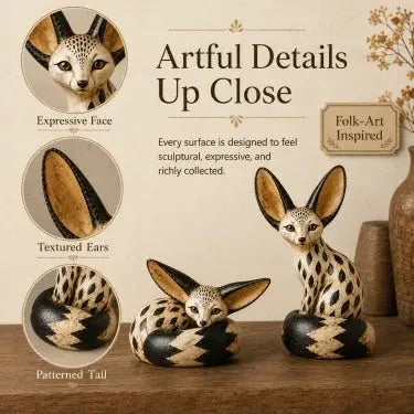 🦊Vintage-Style Fennec Fox Sculpture – Charming Home Decor & Gift for Animal Lovers✨