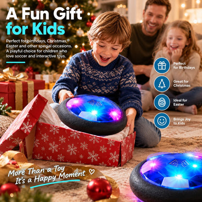 Rechargeable Hover Soccer Ball for Kids – Floating LED Indoor Soccer Disc with Foam Bumper