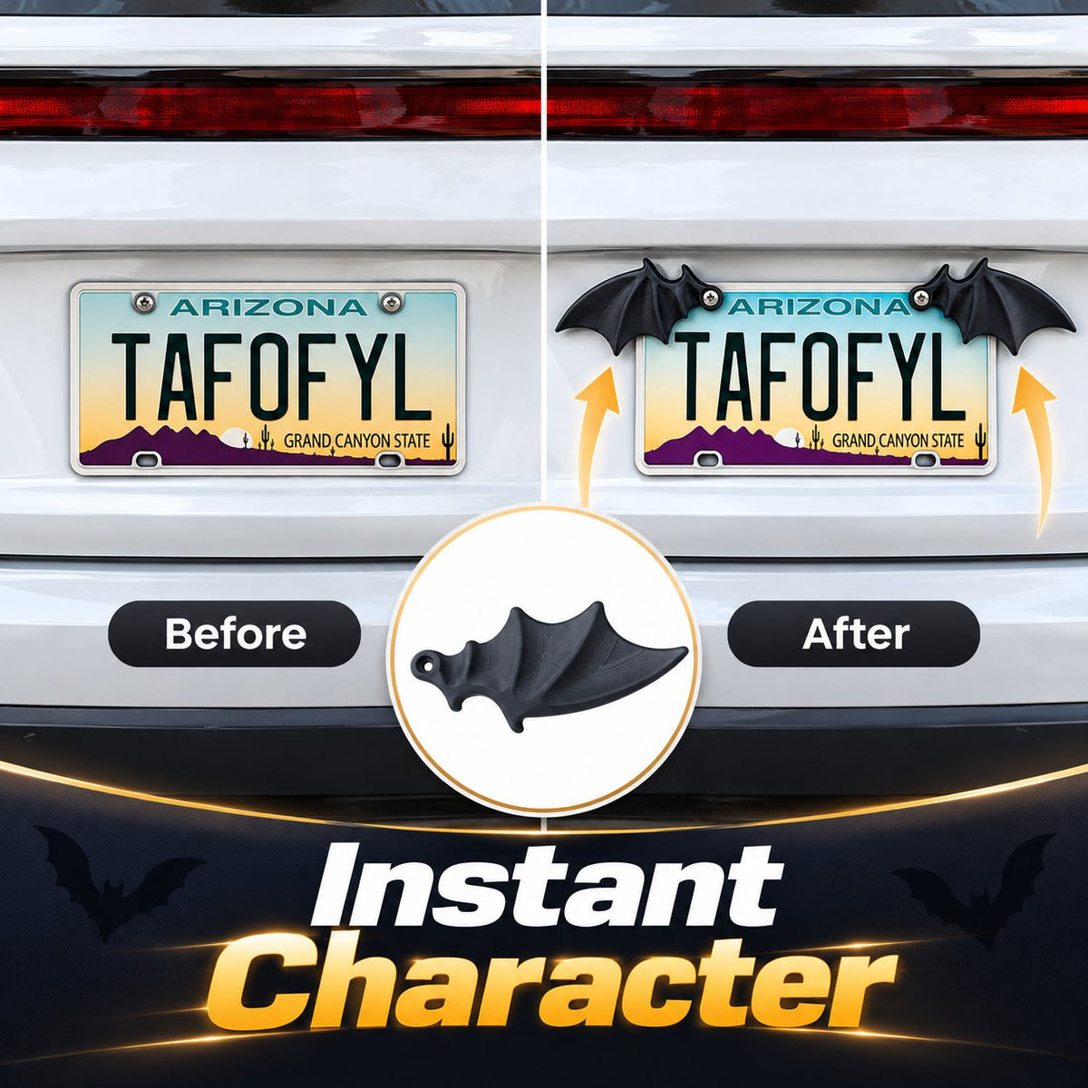 🔥HOT SALE 49% OFF - 🦇 Spooky Bat Wing License Plate Decor – Give Your Ride a Halloween Twist! 🎃(1 Pair)