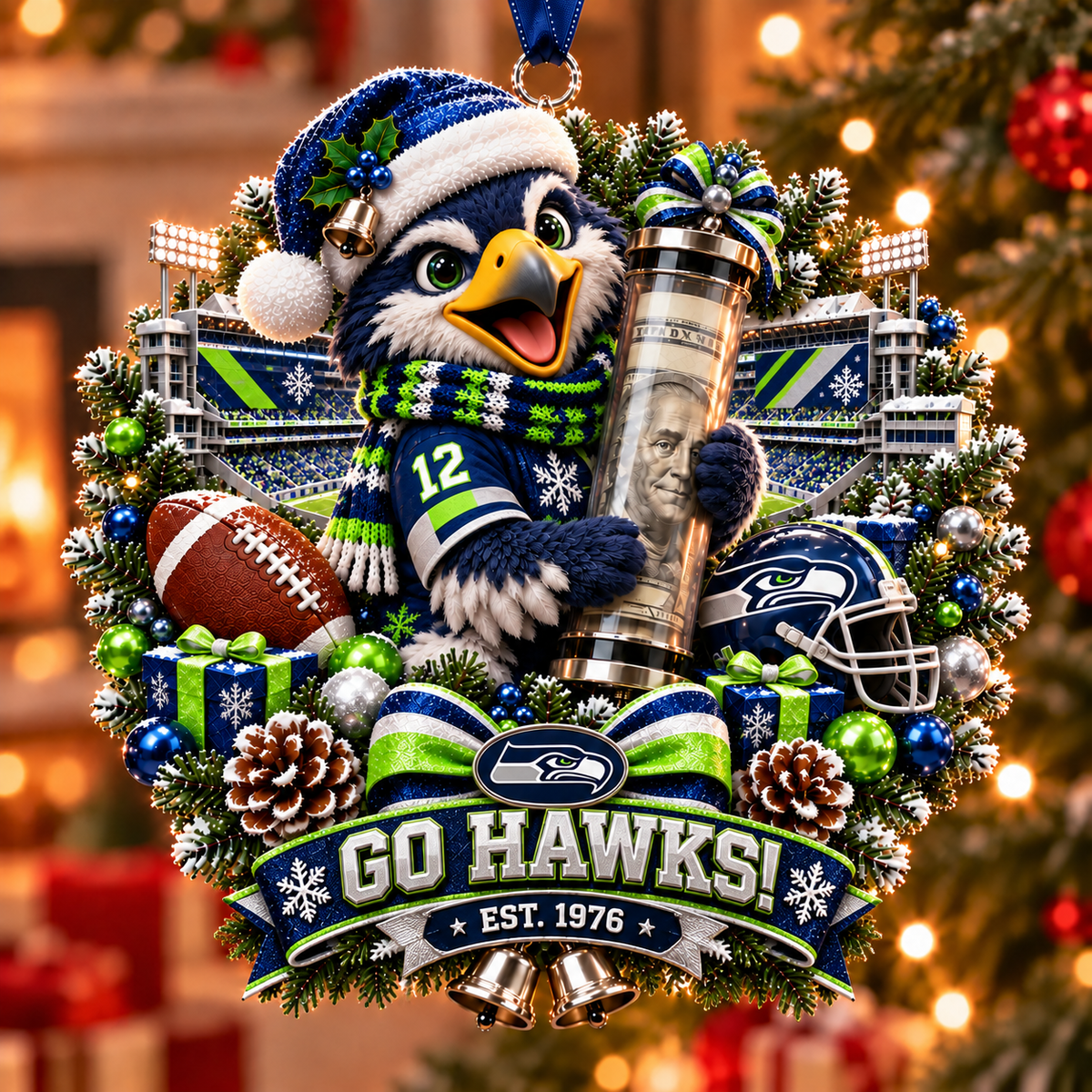 🏈🎄 Football Team Money Surprise Ornament