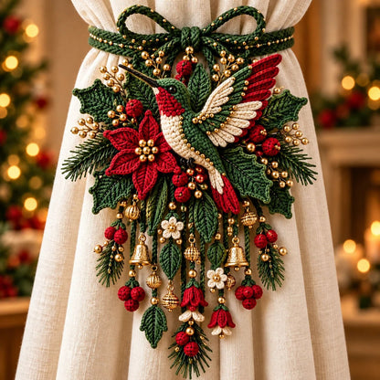 ⏳ Last Day 49% OFF – 🎄 Christmas Crochet Curtain Tieback DIY Kit | Beginner-Friendly Options, 8 Festive Designs 🧶
