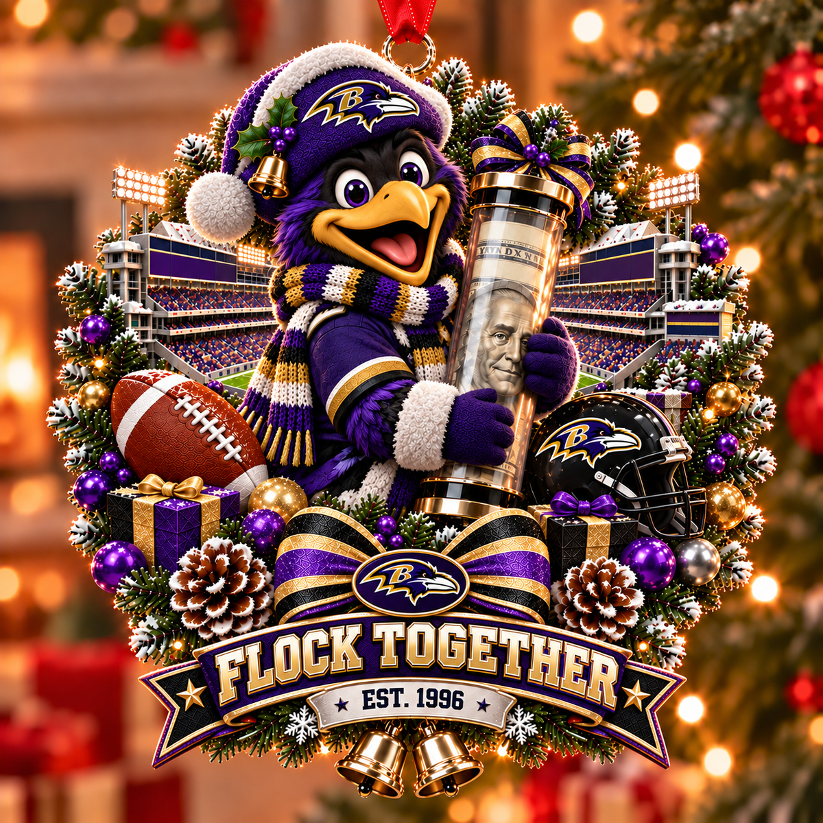 🏈🎄 Football Team Money Surprise Ornament