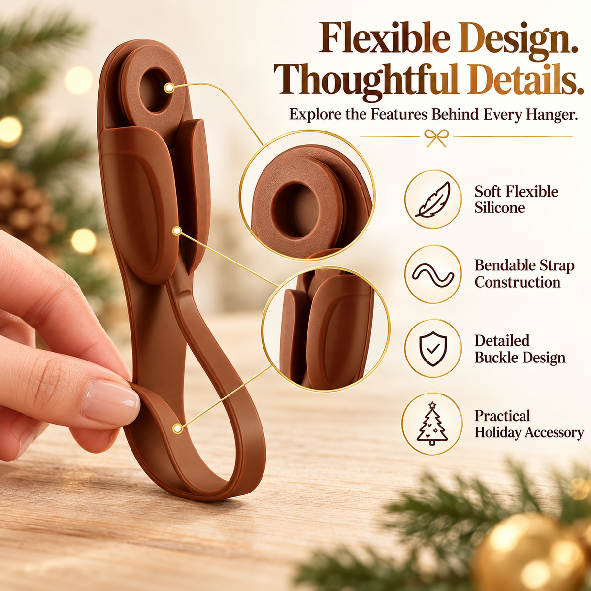 🎄 6-Pack Christmas Garland Hanger Clips – No-Drill Adhesive Silicone Holders for Mantels, Staircases & Holiday Decor