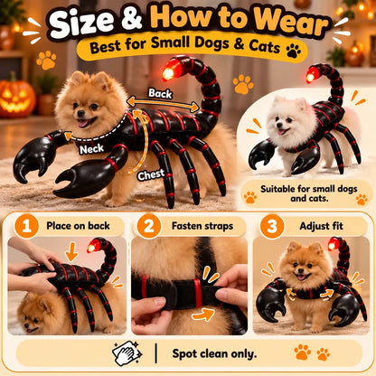 LED Glowing 3D Scorpion Pet Costume | Light-Up Animal Dress-Up Outfit for Small Dogs & Cats