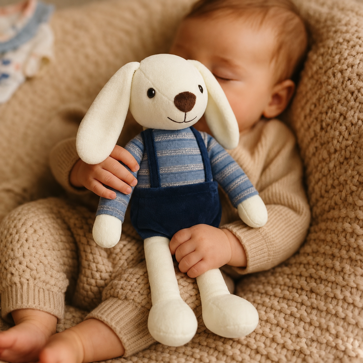🐰 Personalized Handmade Bunny Plush with Custom Text – Soft Keepsake Gift for Baby & Newborn 🎁