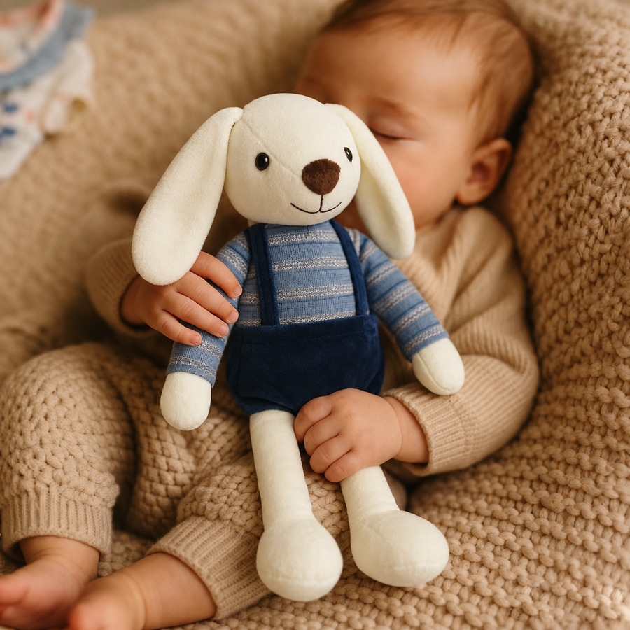 🐰 Personalized Handmade Bunny Plush with Custom Text – Soft Keepsake Gift for Baby & Newborn 🎁