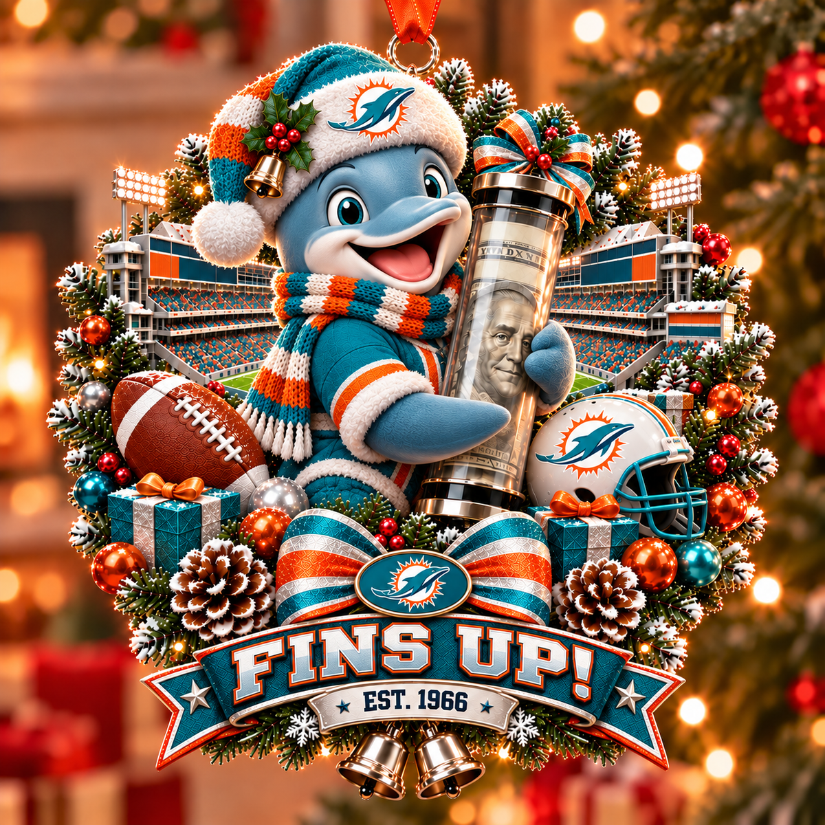 🏈🎄 Football Team Money Surprise Ornament
