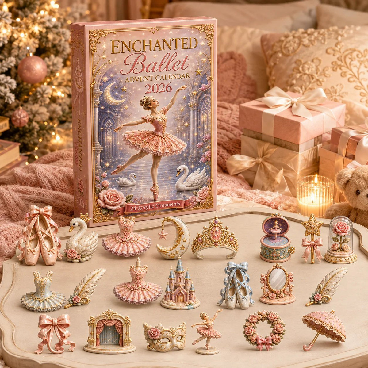 CHRISTMAS KICKOFF 50% OFF - Enchanted Ballet Advent Calendar 2026 - 24-Day Festive Countdown, Acrylic Charms Blind Box - Gift For Ballet Lovers