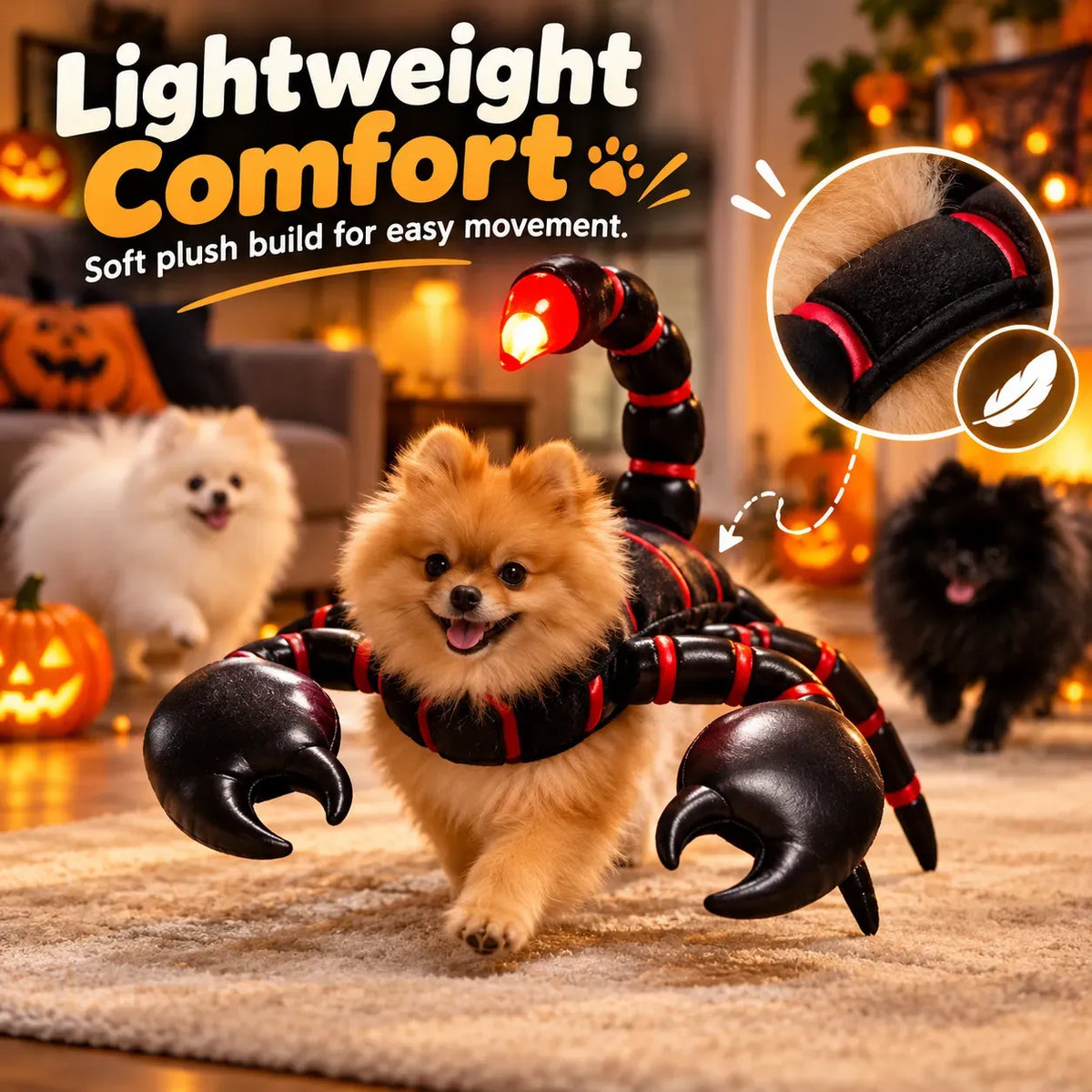 LED Glowing 3D Scorpion Pet Costume | Light-Up Animal Dress-Up Outfit for Small Dogs & Cats