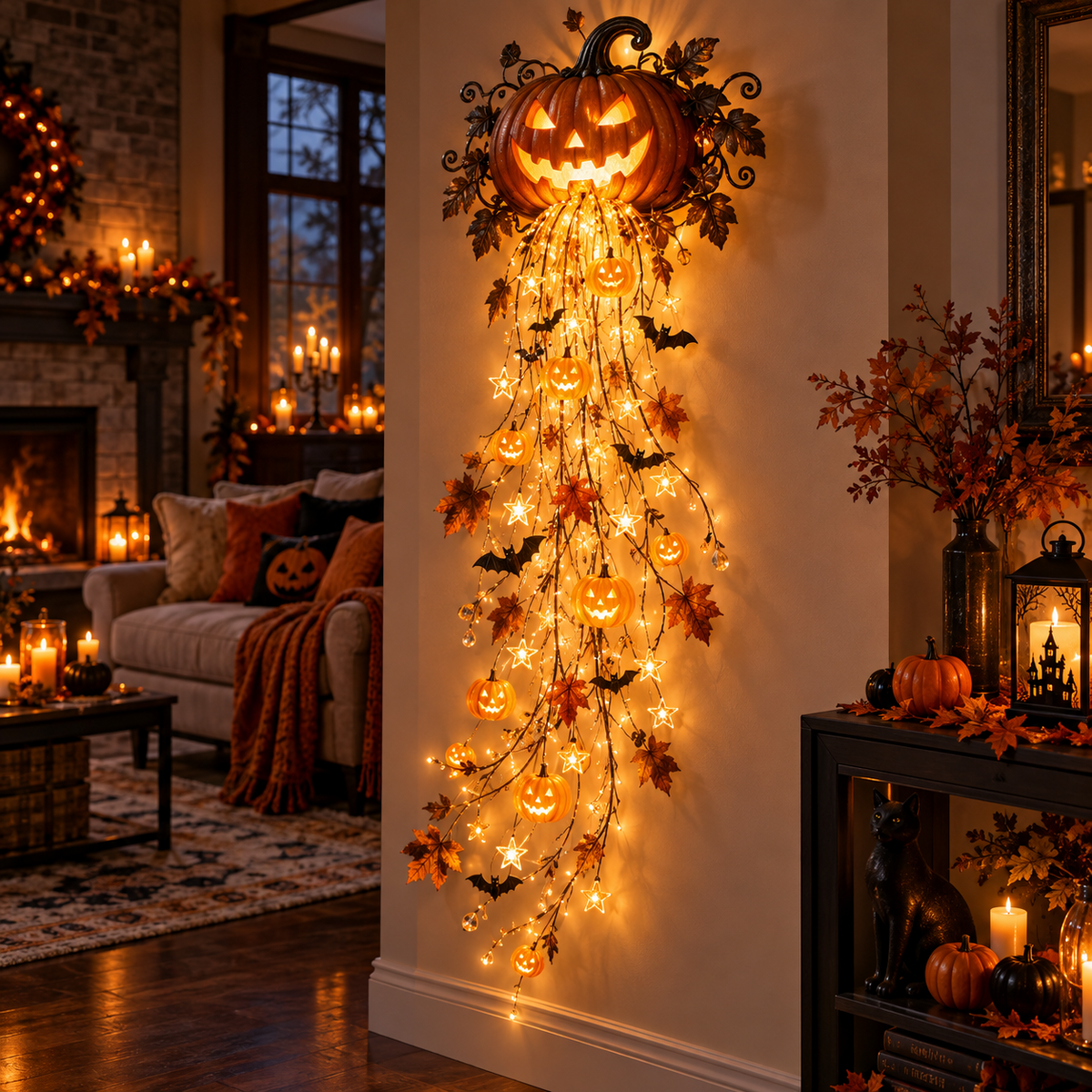 🎃✨ Elegant Halloween Cascade Wall Lights – Spooky Glowing Holiday Decor 👻