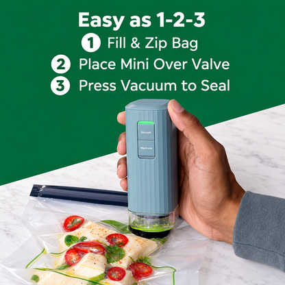 🥩🥗 Mini Handheld Vacuum Sealer – Cordless Food Storage System with Marinate Mode & Charging Dock 🔋