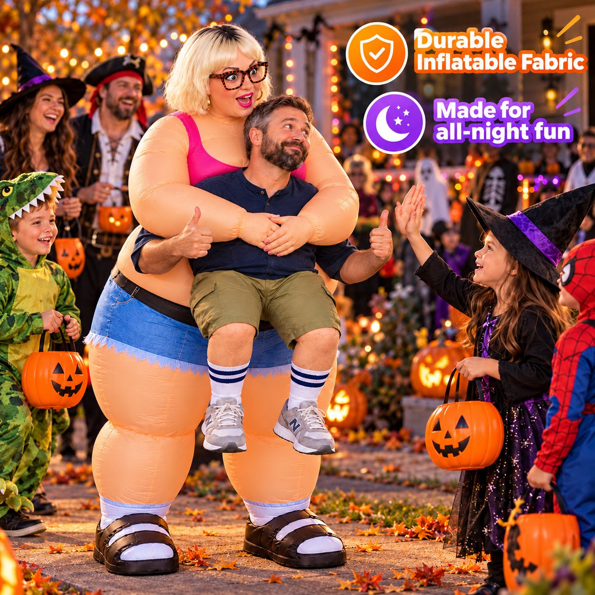 🎭 Funny Carry-Me Inflatable Costume – Hilarious Optical Illusion Outfit for Halloween & Parties 🎃