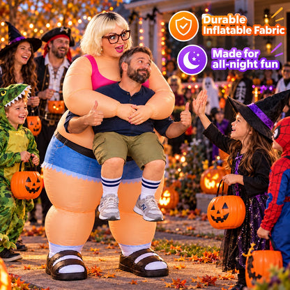 🎭 Funny Carry-Me Inflatable Costume – Hilarious Optical Illusion Outfit for Halloween & Parties 🎃