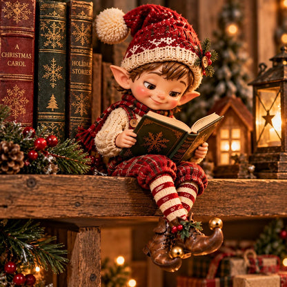 Adorable Christmas Elf Shelf Sitter Figurine