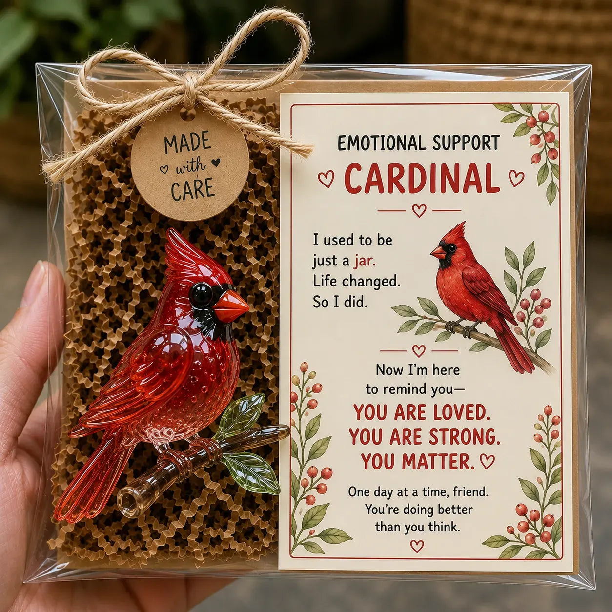 Cardinal glass figurine