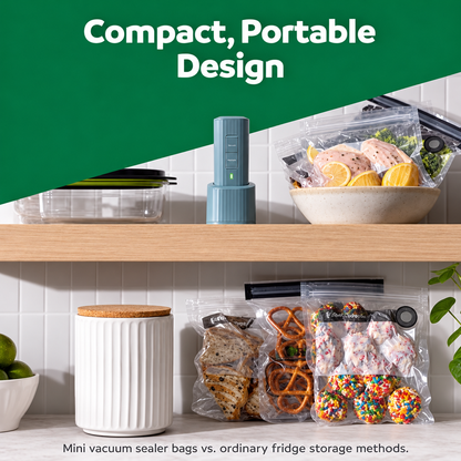 🥩🥗 Mini Handheld Vacuum Sealer – Cordless Food Storage System with Marinate Mode & Charging Dock 🔋