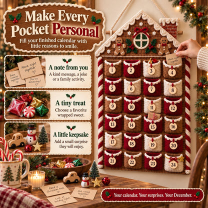 🎄 DIY Crochet Advent Calendar Kit – 24 Refillable Pockets & 4 Christmas Designs 🧶 | 45% OFF