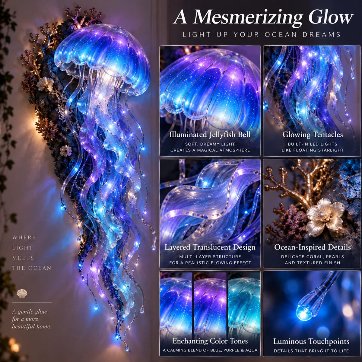 🌊✨ Enchanted Ocean Legends – Illuminated Ocean Wall Art Collection
