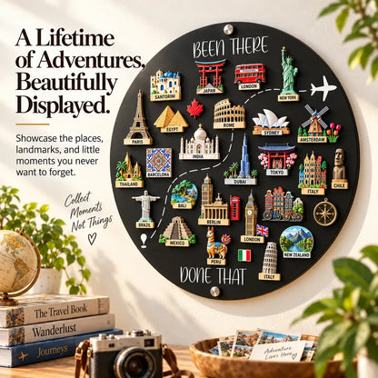 🌍✈️ Been There, Done That Travel Magnet Display Board – Round Souvenir Magnet Wall Organizer, Personalized Travel Memory Decor & Unique Gifts for Travelers 🎁