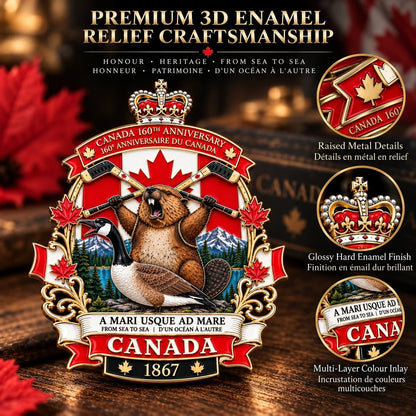 🍁 Canada 160th Anniversary 3D Enamel Tribute Badge – “A Mari Usque Ad Mare” 🇨🇦