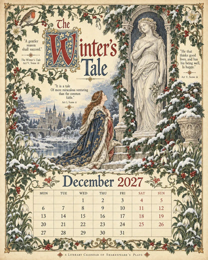 Vintage Illustrated Wall Calendar优化加上打5折 🔥 50% OFF 🎨 A Shakespearean Year 2027 – 12 Plays Through the Seasons | Vintage Illustrated Wall Calendar 📅