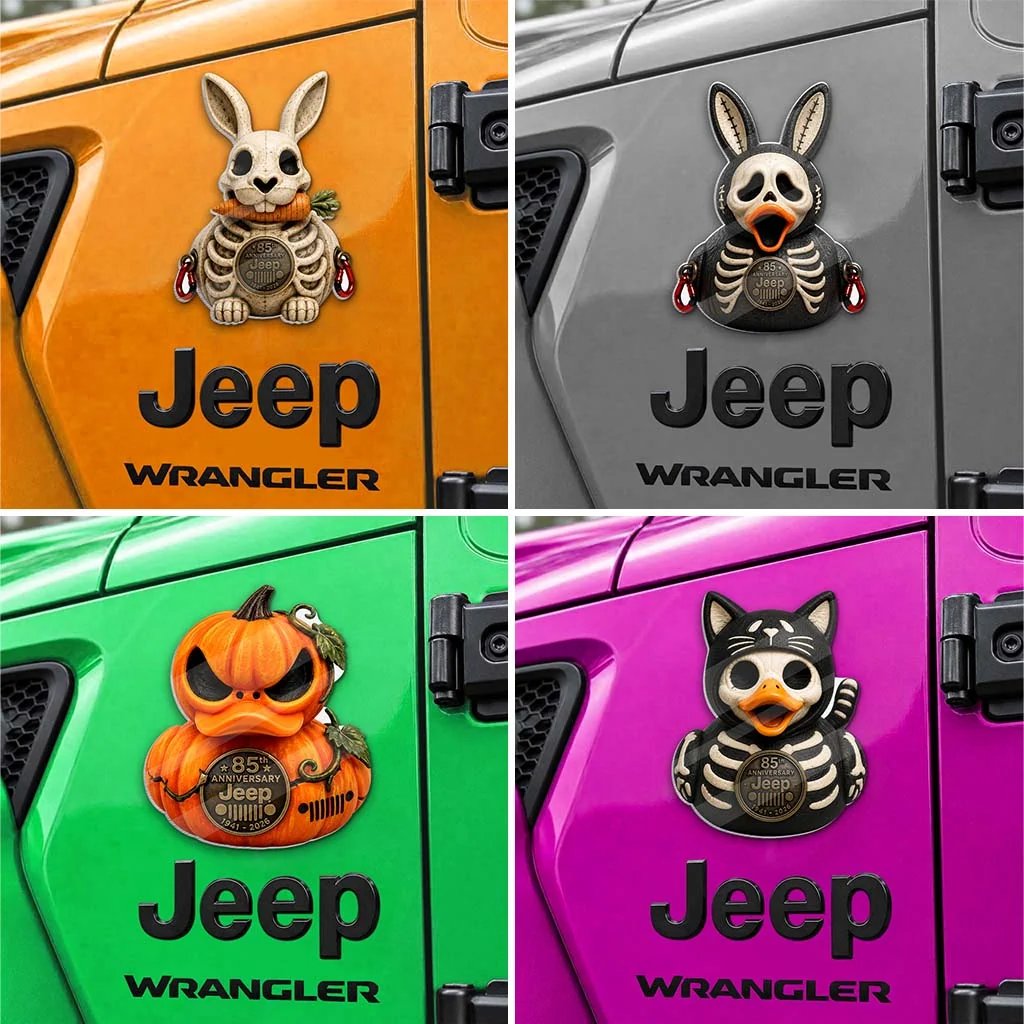 🎃 Jeep 85th Anniversary Grim Reaper Duck Magnet – Halloween Acrylic Car Décor