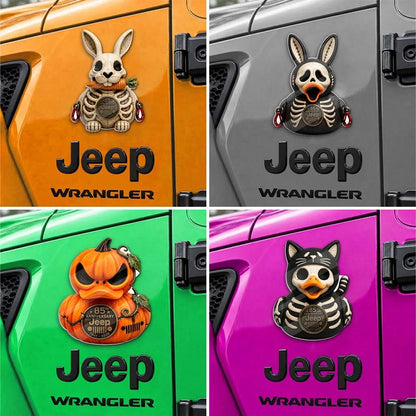 🎃 Jeep 85th Anniversary Grim Reaper Duck Magnet – Halloween Acrylic Car Décor