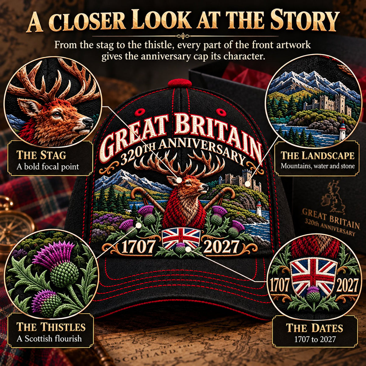 🔥LAST DAY 49% OFF - 👑🇬🇧 Great Britain 320th Anniversary Heritage Cap | 100% Cotton • Detailed Embroidery
