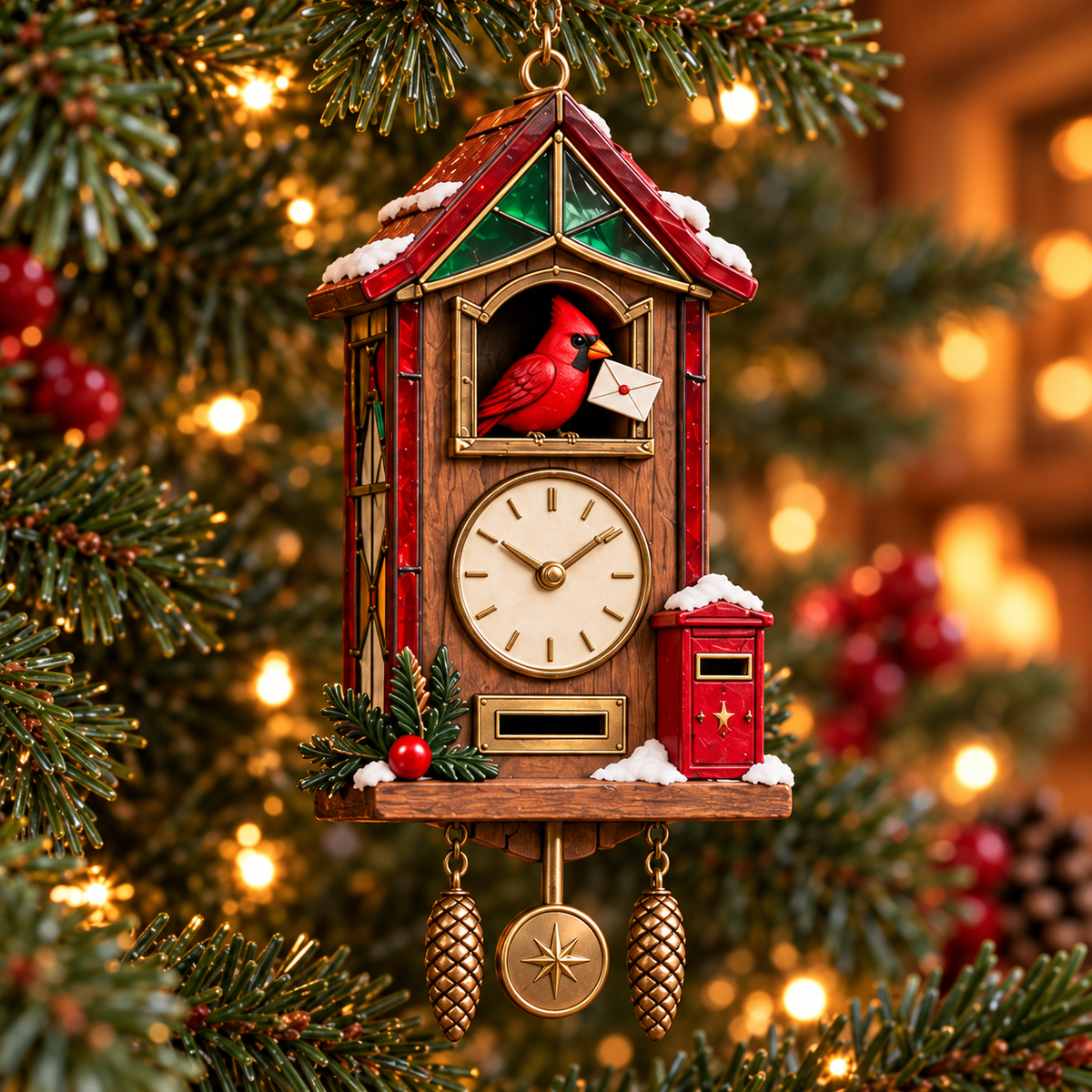 🕰️ 2026 Christmas Cuckoo Clock Ornaments – Set of 6 Vintage Holiday Keepsakes