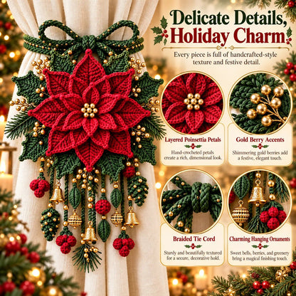 ⏳ Last Day 49% OFF – 🎄 Christmas Crochet Curtain Tieback DIY Kit | Beginner-Friendly Options, 8 Festive Designs 🧶