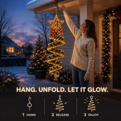 🎄✨ Christmas Magic Spiral Hanging LED Lights – Festive Holiday Glow Collection 💫
