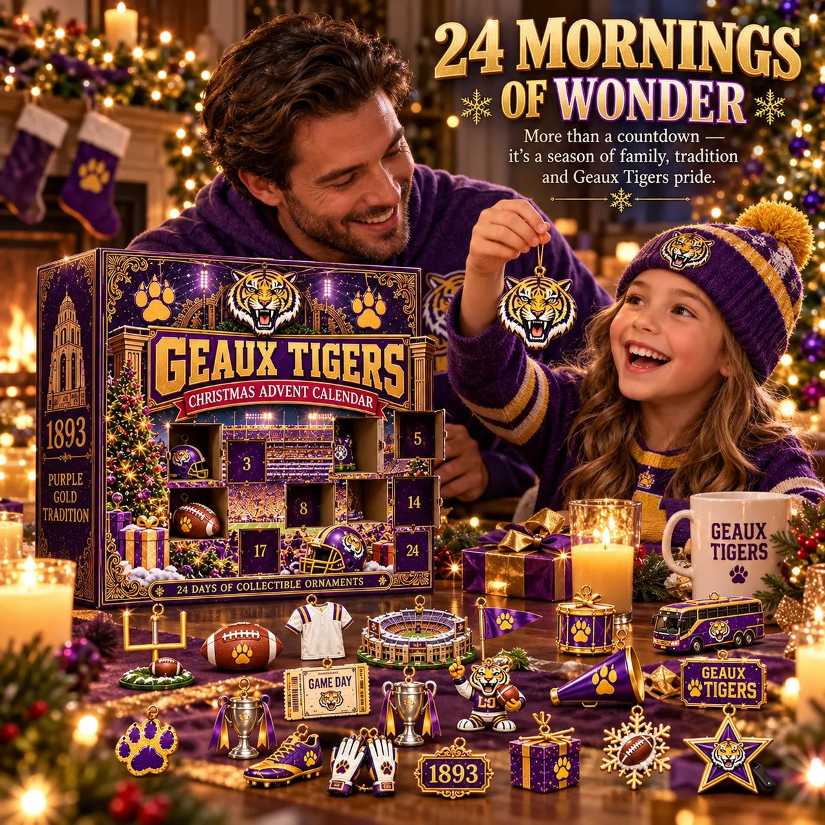 🎄 GEAUX TIGERS! Football Christmas Advent Calendar