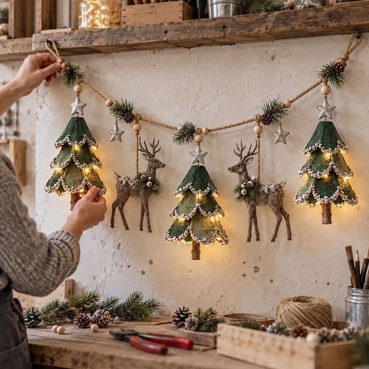 ⏰ LAST DAY 50% OFF - 🦌 Lighted Woodland Christmas Garland