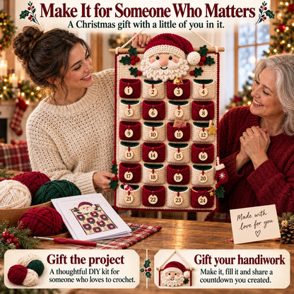 🎄 DIY Crochet Advent Calendar Kit – 24 Refillable Pockets & 4 Christmas Designs 🧶 | 45% OFF