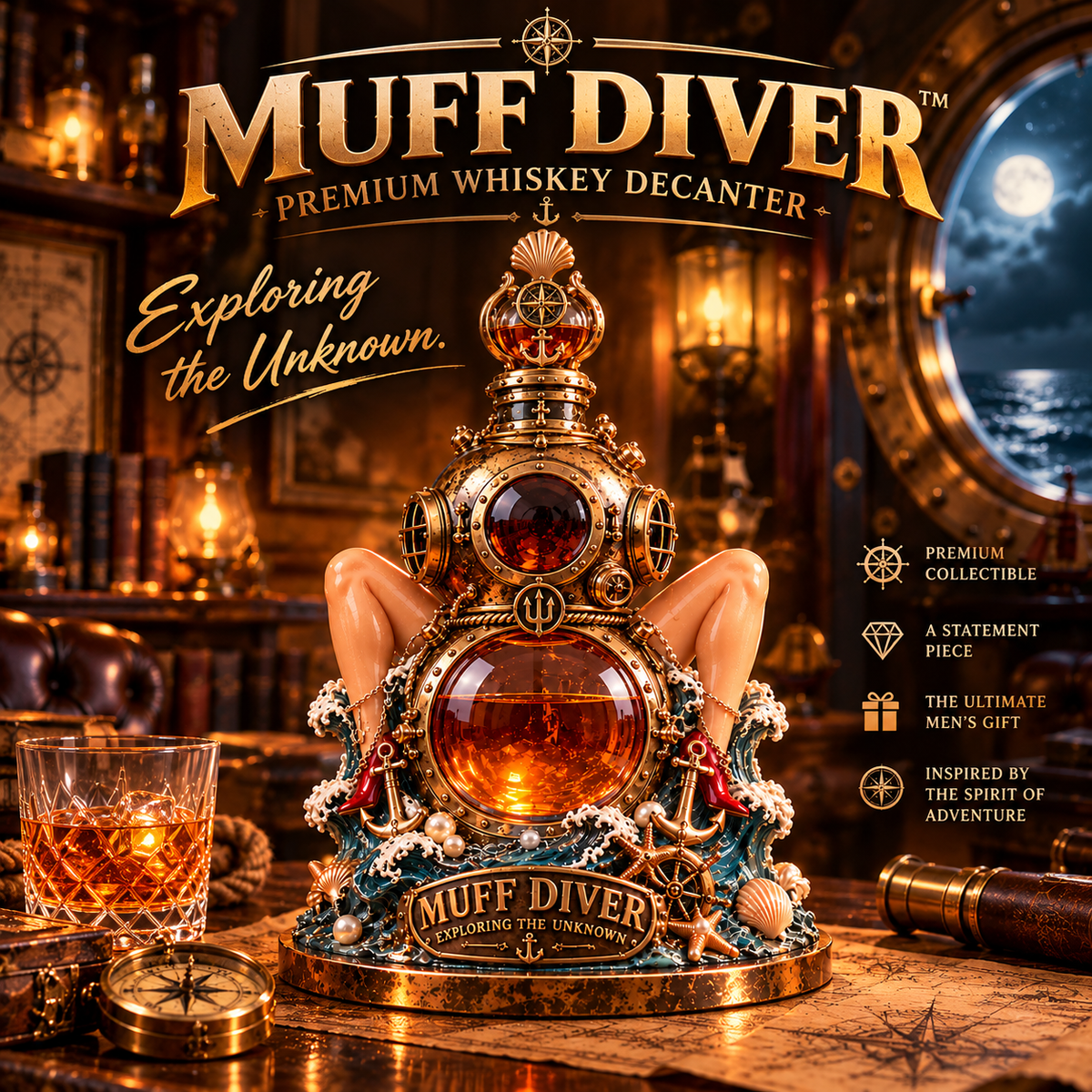 ⚓🥃 MUFF DIVER™ – Naughty Deep-Sea Diver Whiskey Decanter with Sexy Pin-Up Legs & Premium Collector's Gift Box 🔥