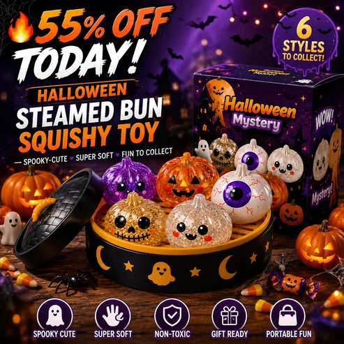 🎃 50% OFF Today 🔥 Halloween Steamed Bun Squishy Mystery Box – Cute Surprise Toy 👻