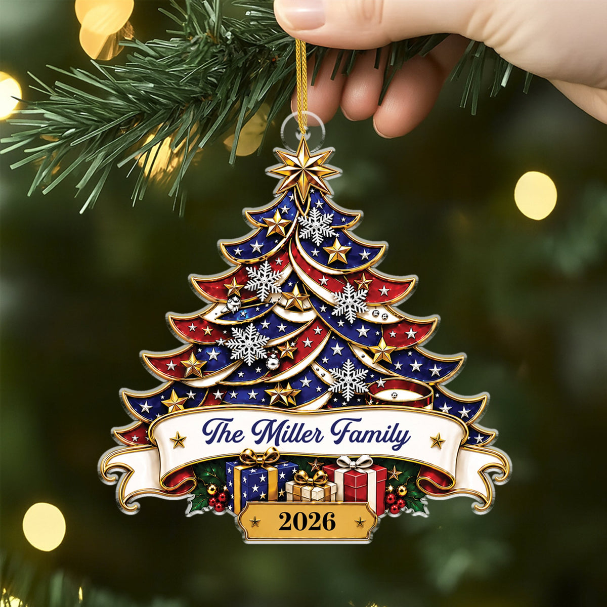 🇺🇸🎄 America’s 250th Anniversary Christmas Tree Ornament – Personalized Family Keepsake Gift ✨