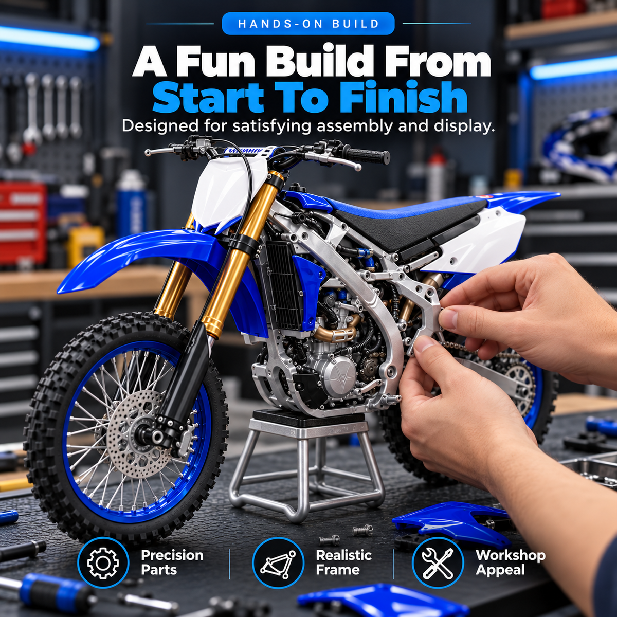 🏍️DIY Motocross Dirt Bike Model Kit – Build & Display
