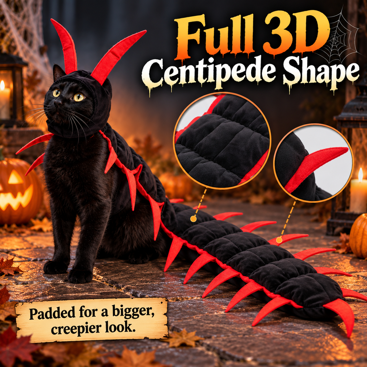 Halloween Centipede Pet Costume – Turn Your Dog or Cat Into a Creepy-Cute Crawling Centipede!