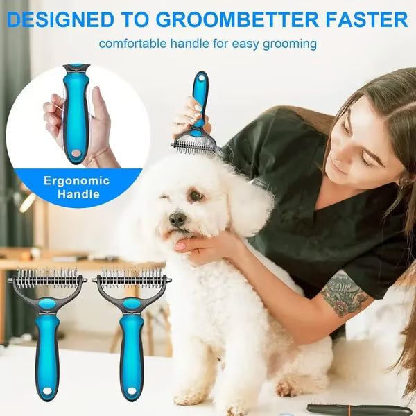 😻🐕🐾Professional Double-Sided Pet Grooming Rake