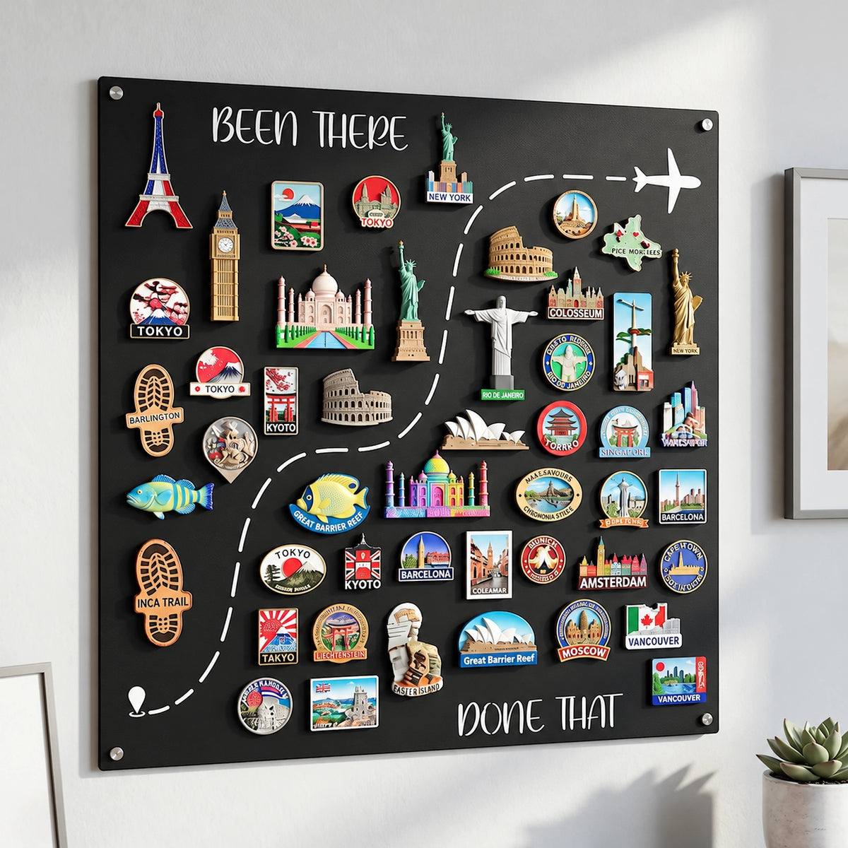 🌍✈️ Been There, Done That Travel Magnet Display Board – Round Souvenir Magnet Wall Organizer, Personalized Travel Memory Decor & Unique Gifts for Travelers 🎁