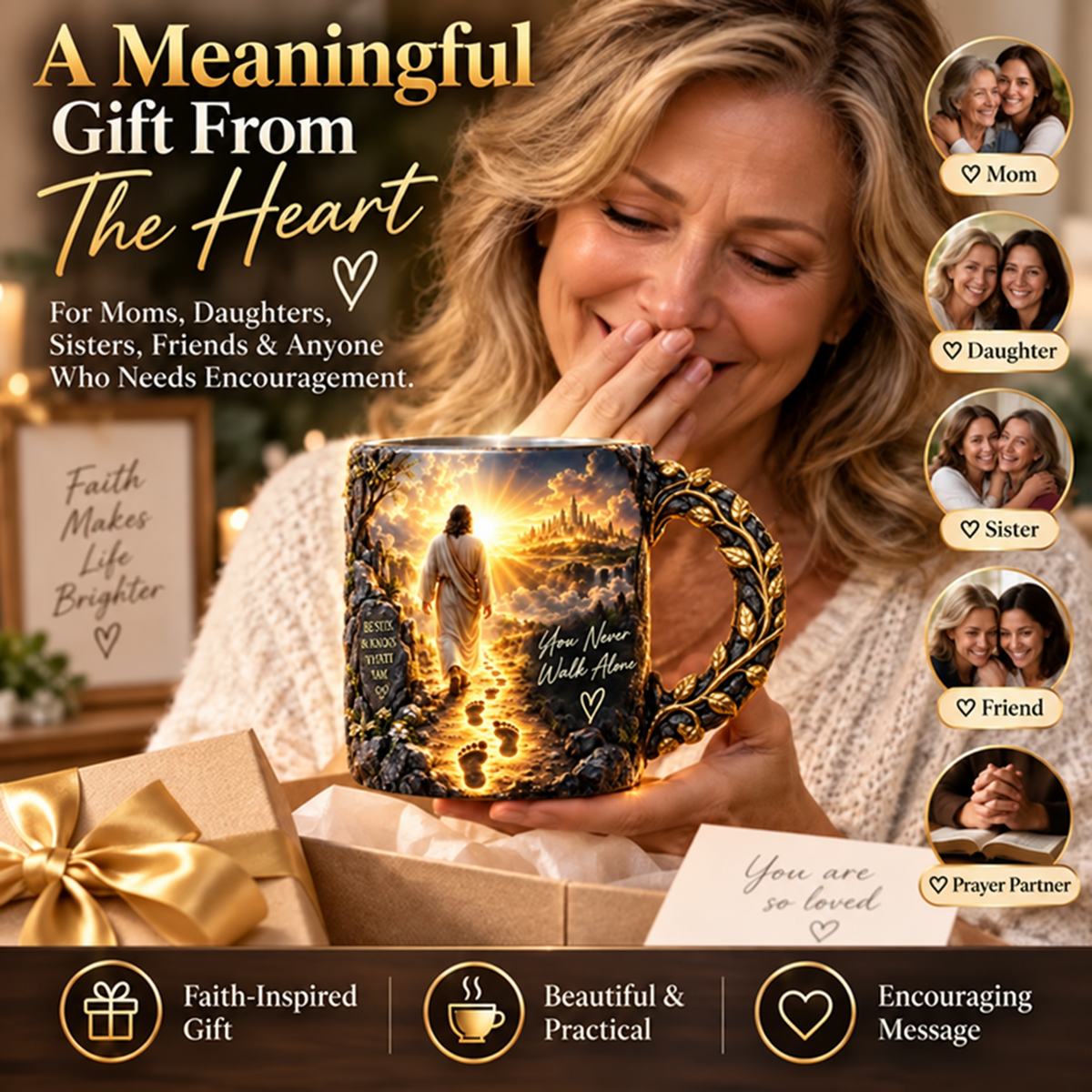 🔥Last Day 49% OFF🔥✝️ Jesus Walks With Me™ – Heat-Reveal Faith Mug | You Are Never Alone