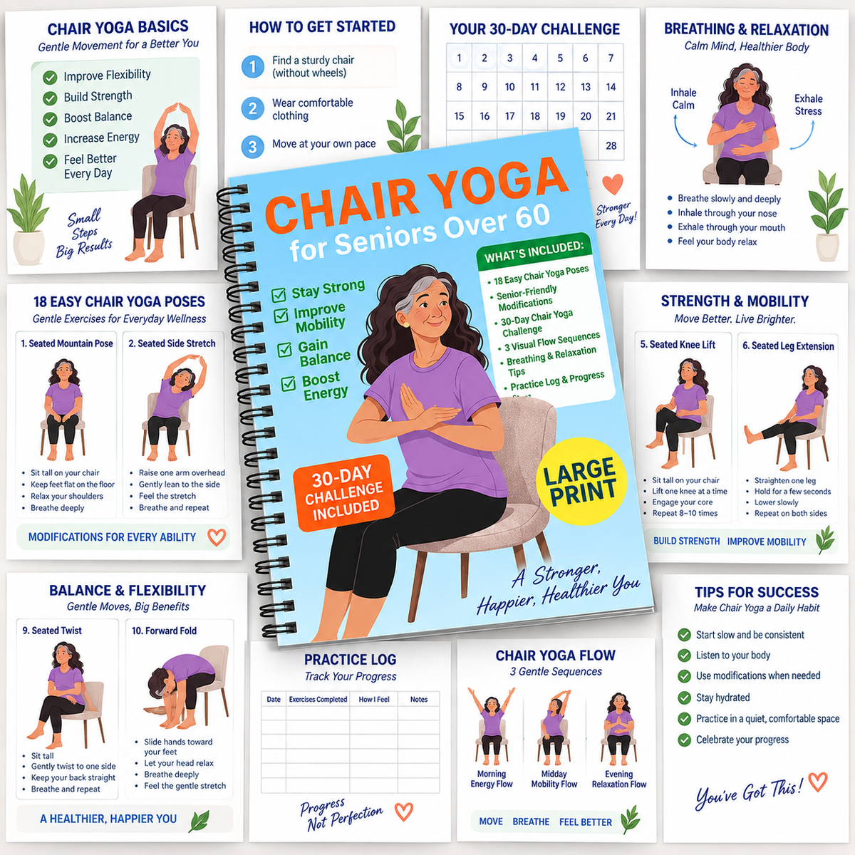 Chair Yoga for Seniors Over 60 – 40+ Gentle Exercises for Strength, Mobility & Balance