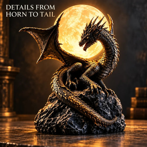 🐉 Lampe globe-trotte en forme de dragon gothique et de lune